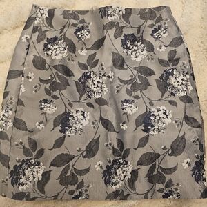 LOFT Gray Floral Mini Skirt